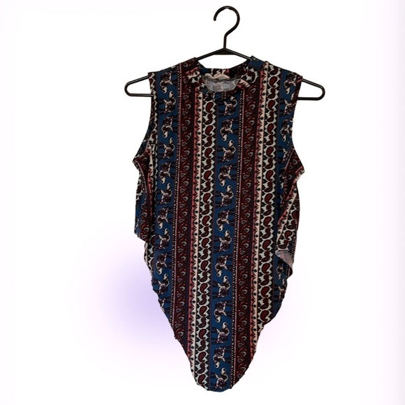 Pink Rose multi  pattern high neck sleeveless blouse Sz M - Picture 13 of 13